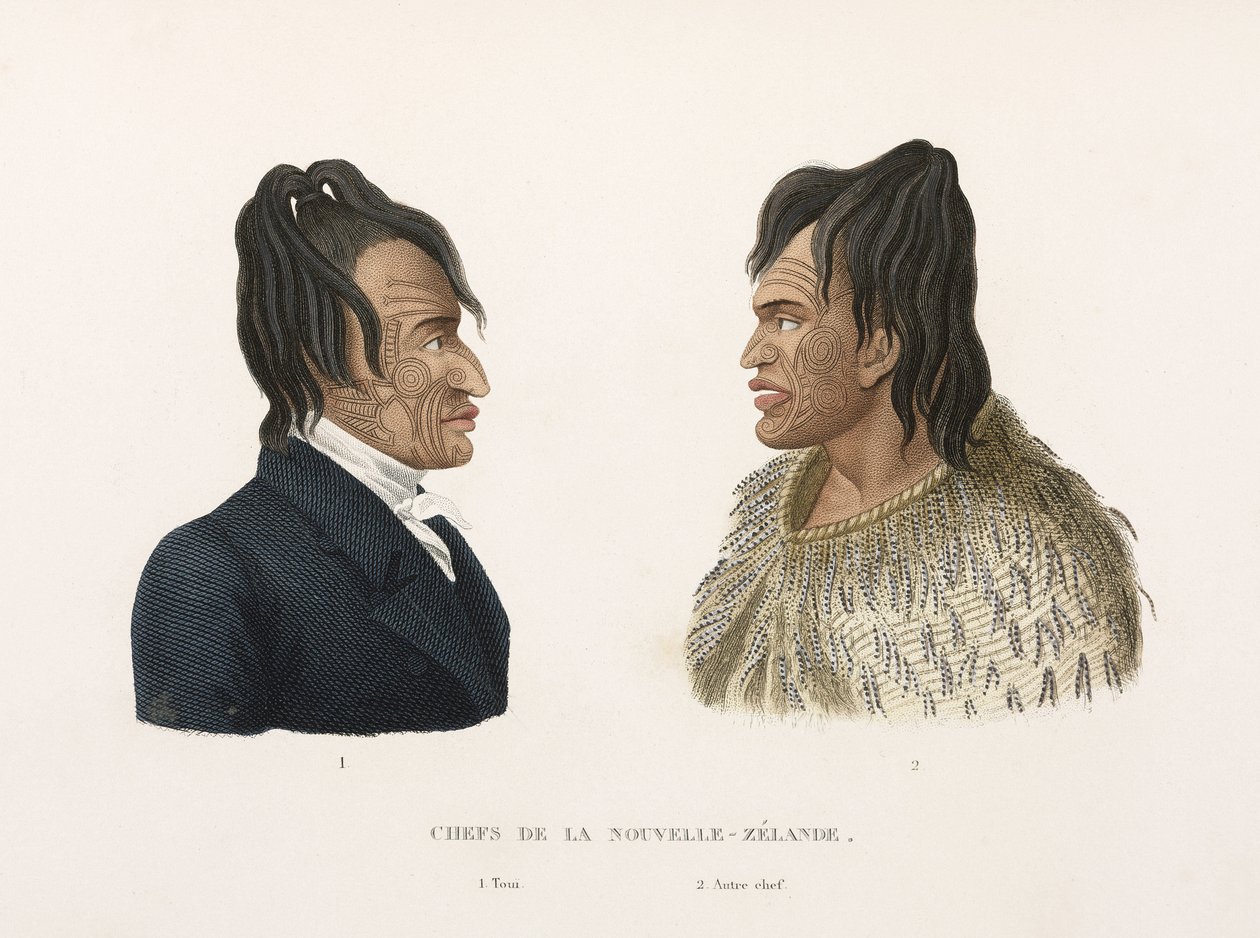 Chefes Maoris tatuados da Nova Zelândia de Frederick (attr. to) Barnard