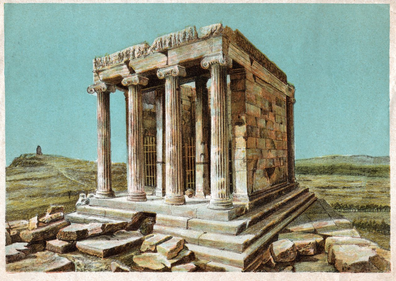 Templo de Atena Nike. cerca de 1910 (gravura) de . .