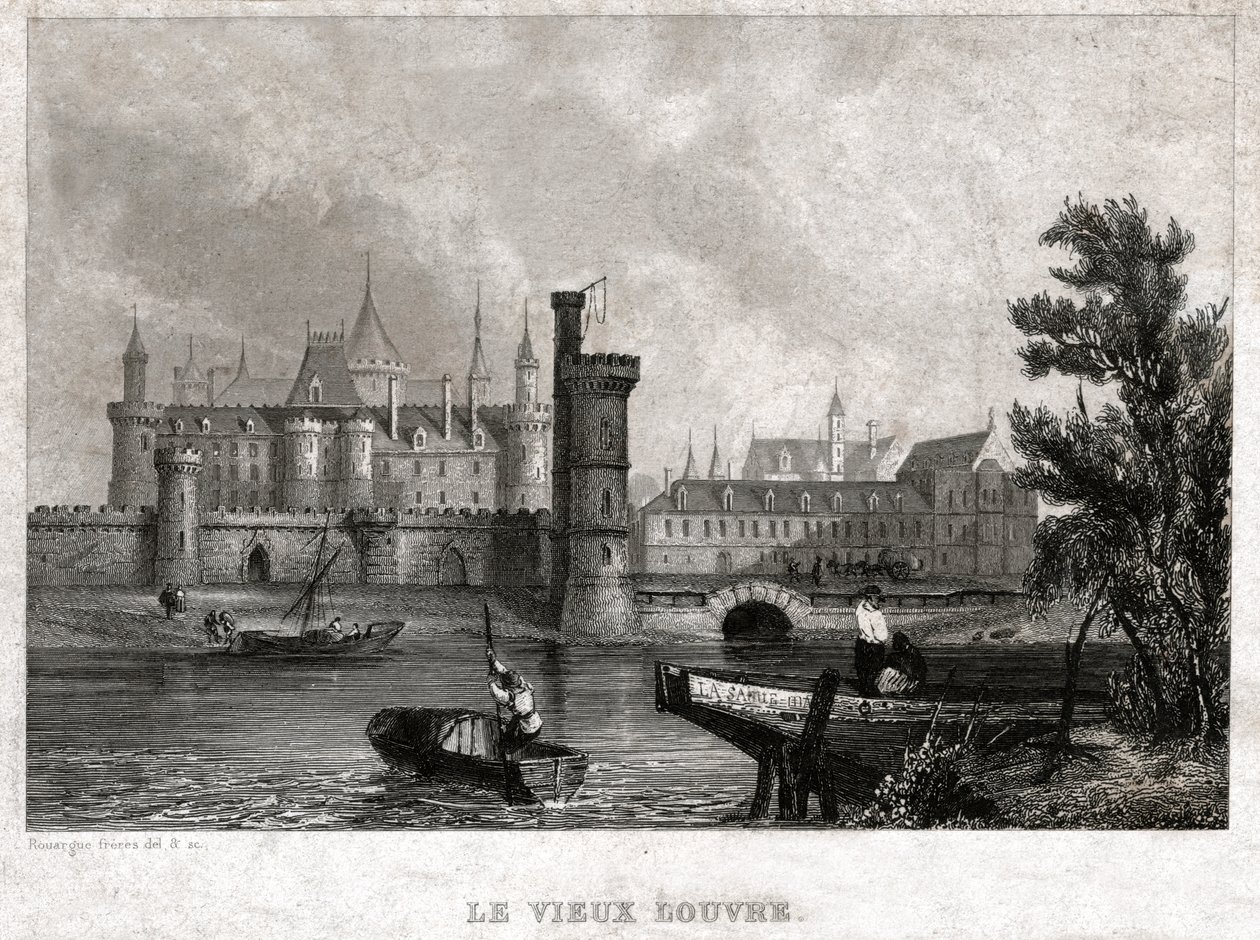 O Antigo Louvre, início do século XIX (gravura) de . .