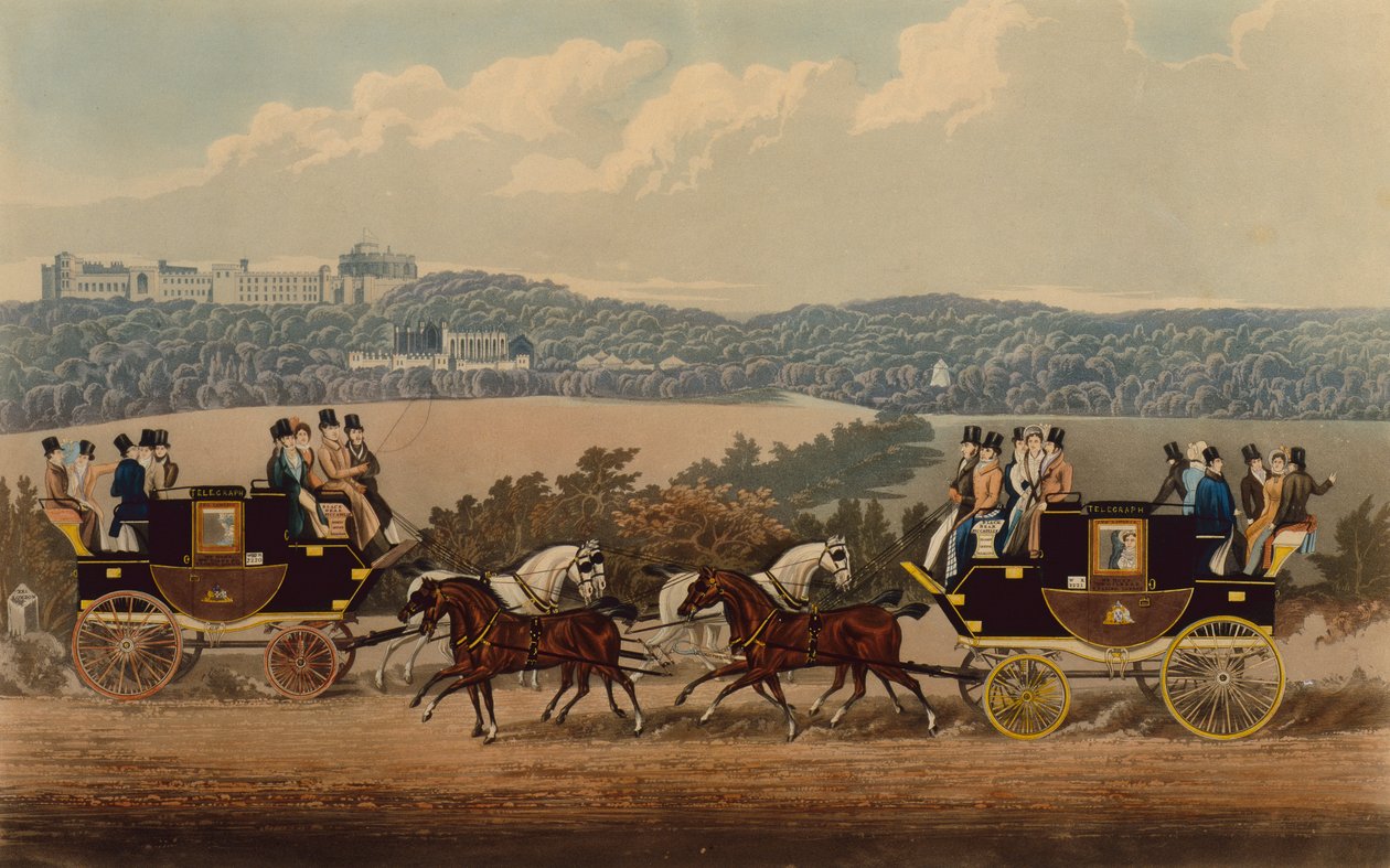 The Reading Telegraph Coaches (gravura colorida) de . .