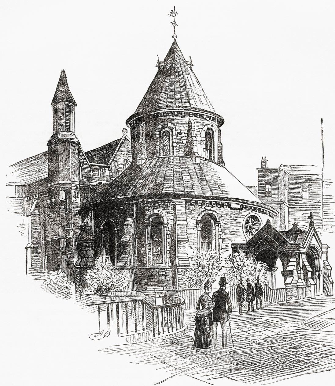 A Igreja do Templo, Londres, Inglaterra, vista aqui no século XIX. de . .