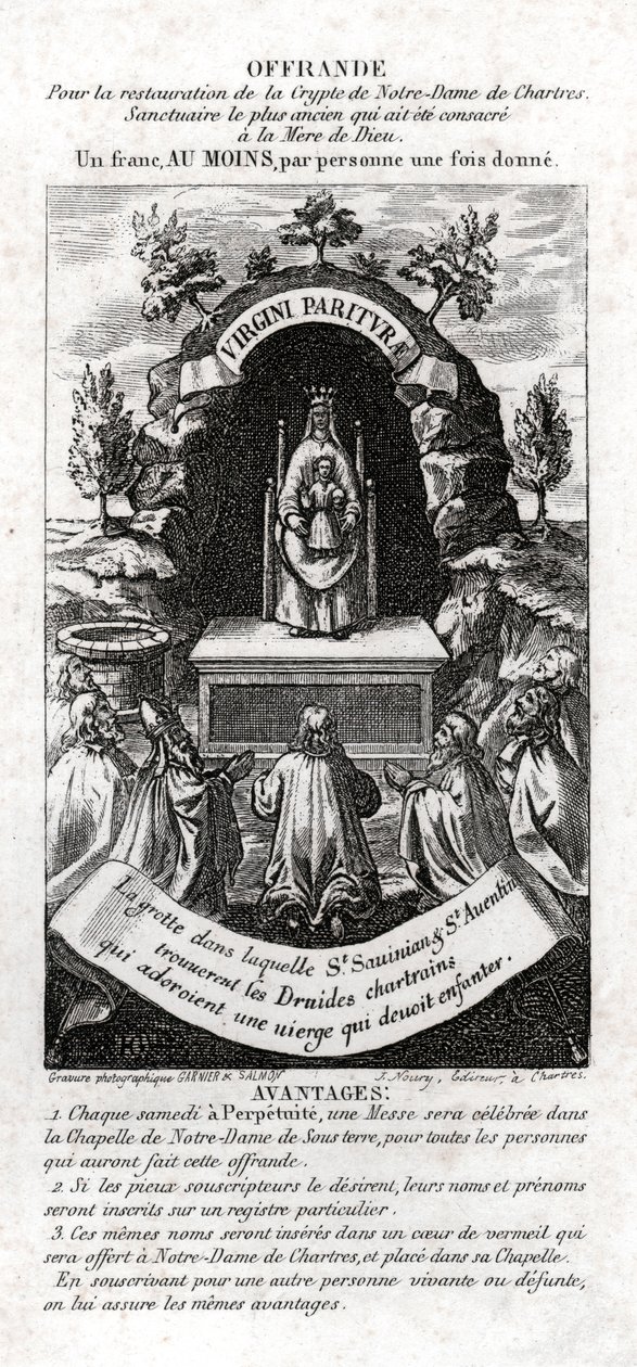 A Virgem Maria adorada pelos Druidas. cerca de 1850 (gravura) de . .