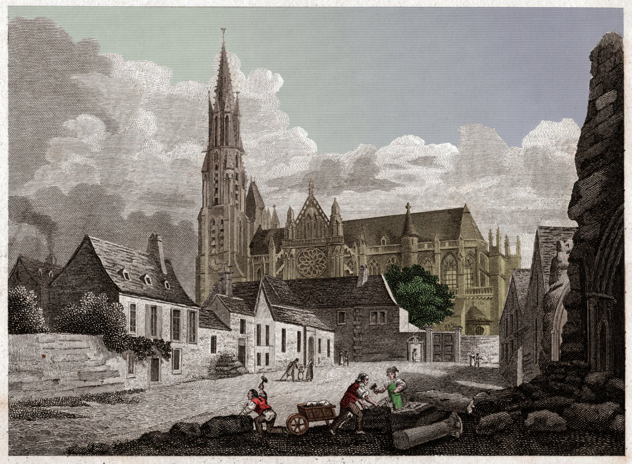 A catedral de Senlis. cerca de 1840 (gravura) de . .