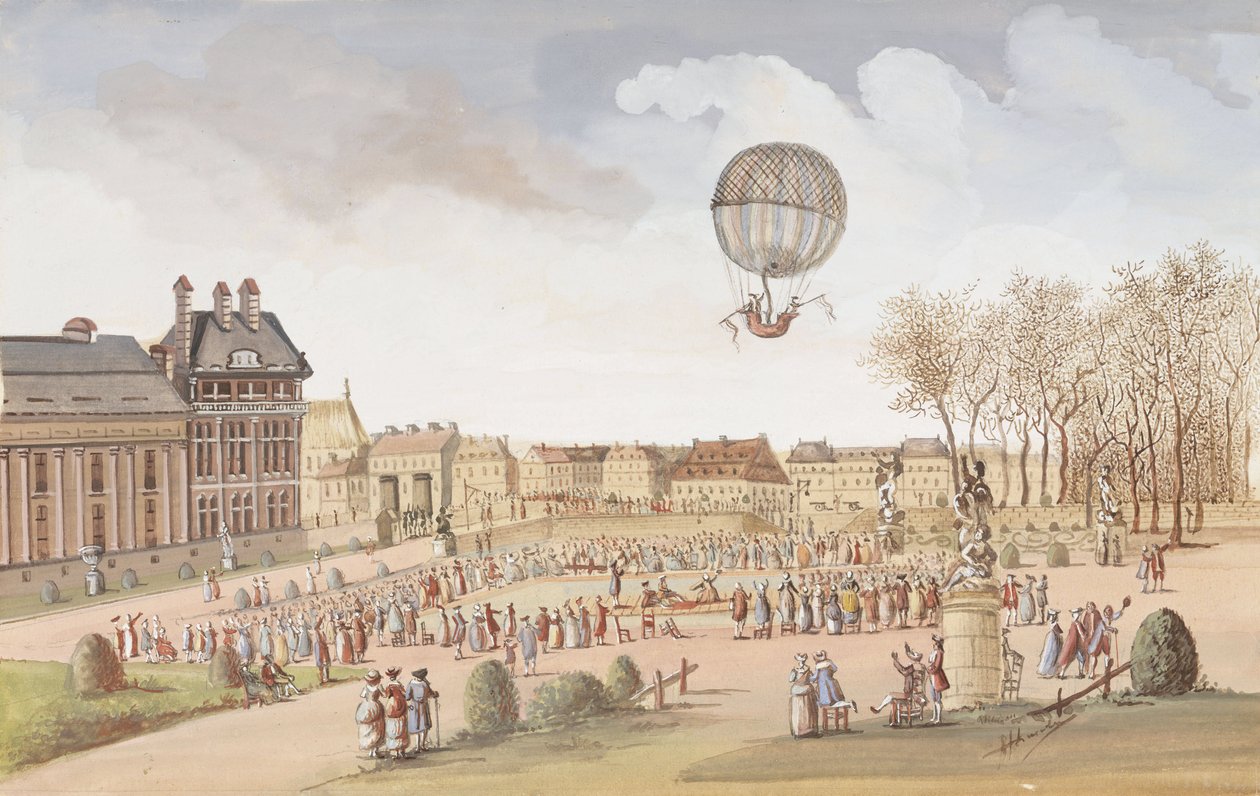 A primeira subida em um balão de hidrogênio de Frederick (attr. to) Barnard