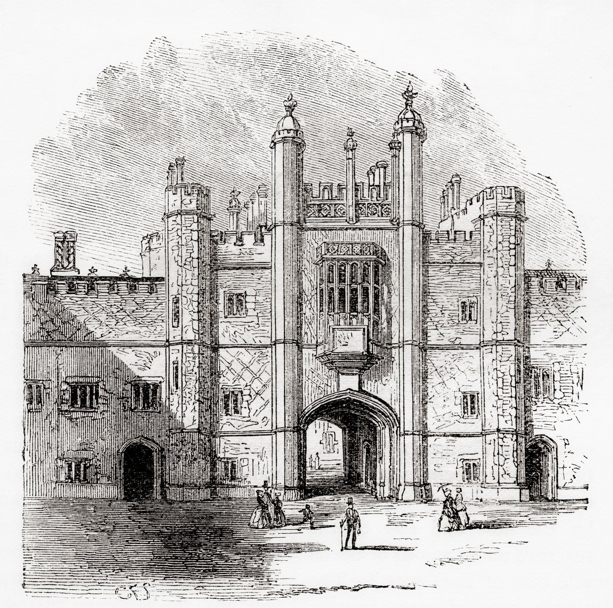 A porta de entrada para Eton College, Eton, Berkshire, Inglaterra, vista aqui no século XIX. de . .
