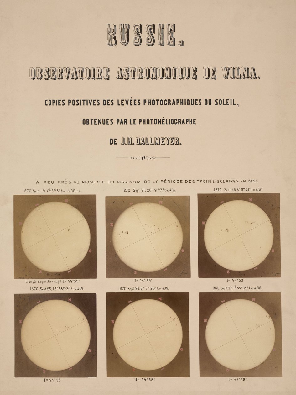 O sol, fotografado com um heliógrafo Dallmeyer, Vilnius, Lituânia de Frederick (attr. to) Barnard