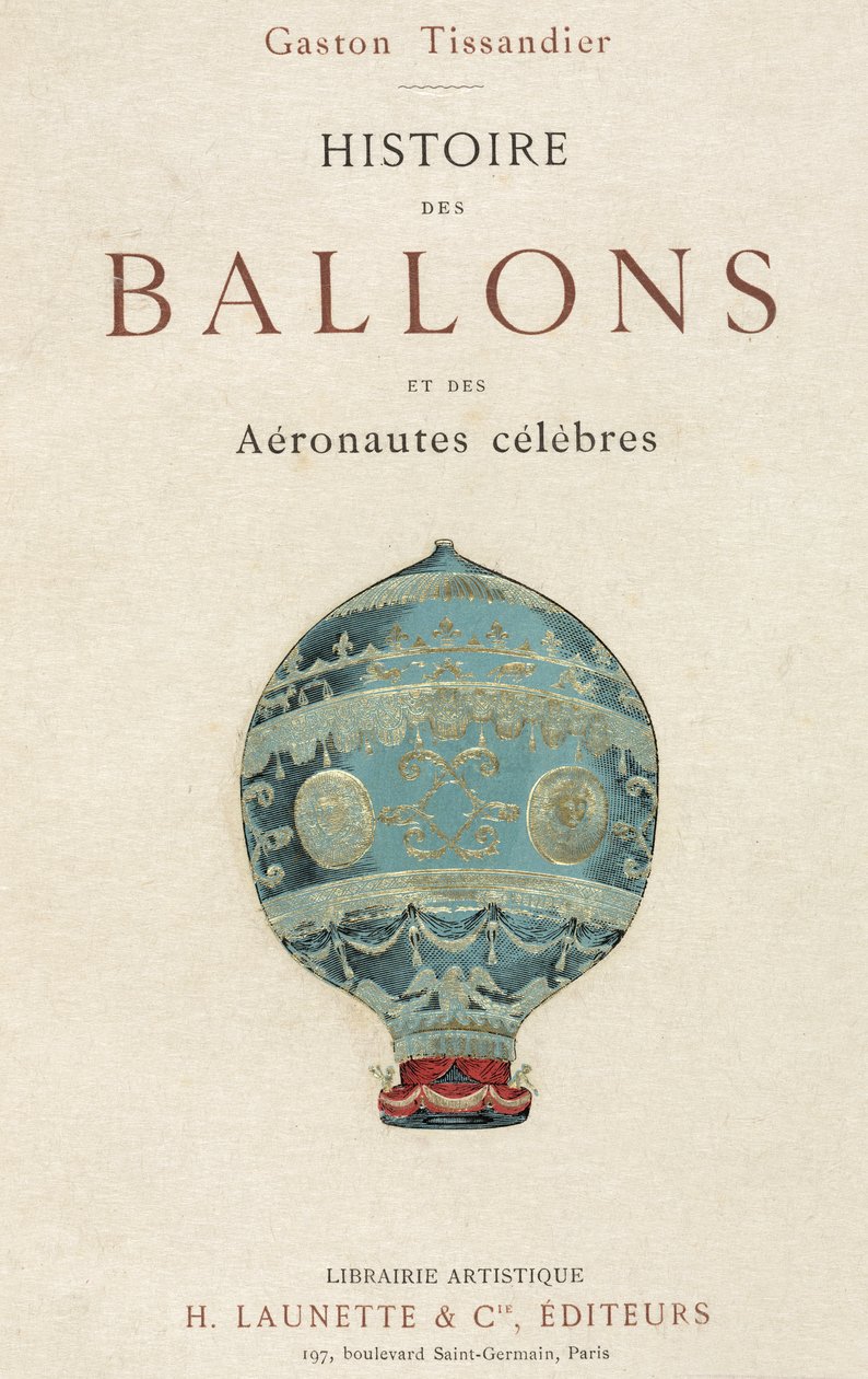 Página de título do livro da Tissandier sobre balonismo de Frederick (attr. to) Barnard