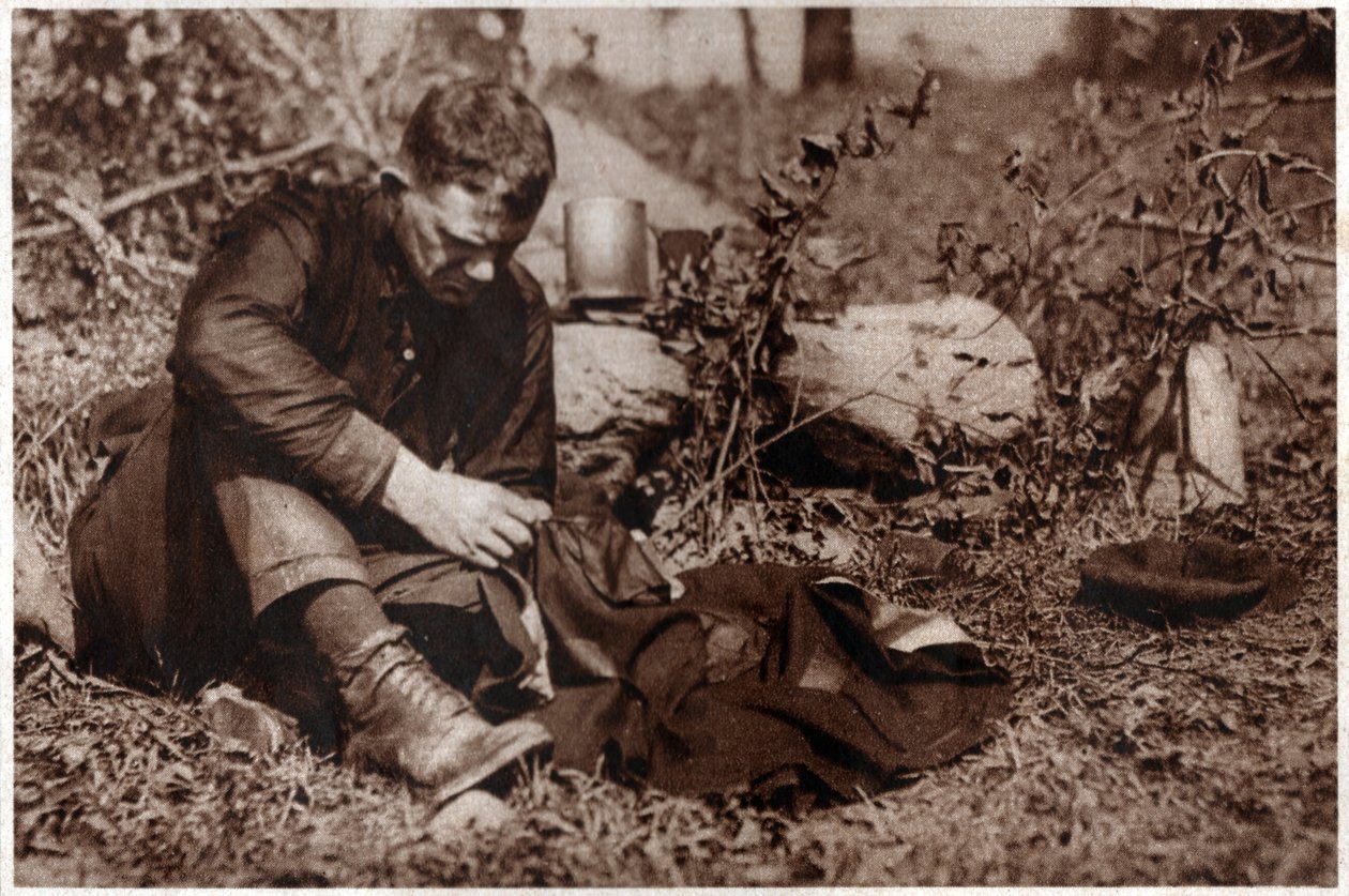 Vagabundo retratando suas roupas. 1929 (impressão) de . .