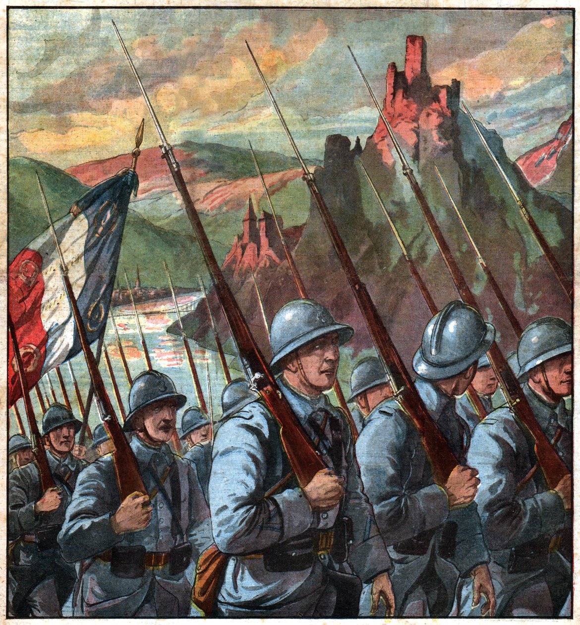 Troupes francaises en Rhenanie. Tropas francesas em Rhineland. de Ferdinand Georg Waldmuller