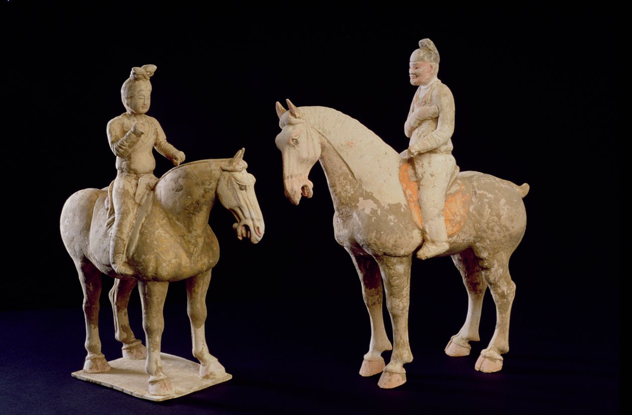 Dois Riders, chineses, dinastia Tang (618-906) (terracota) de Hippolyte Lalaise Devéria