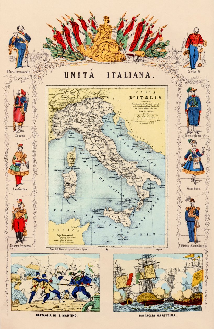 ALEGORIA UNIDA ITÁLIA 1860 de . .