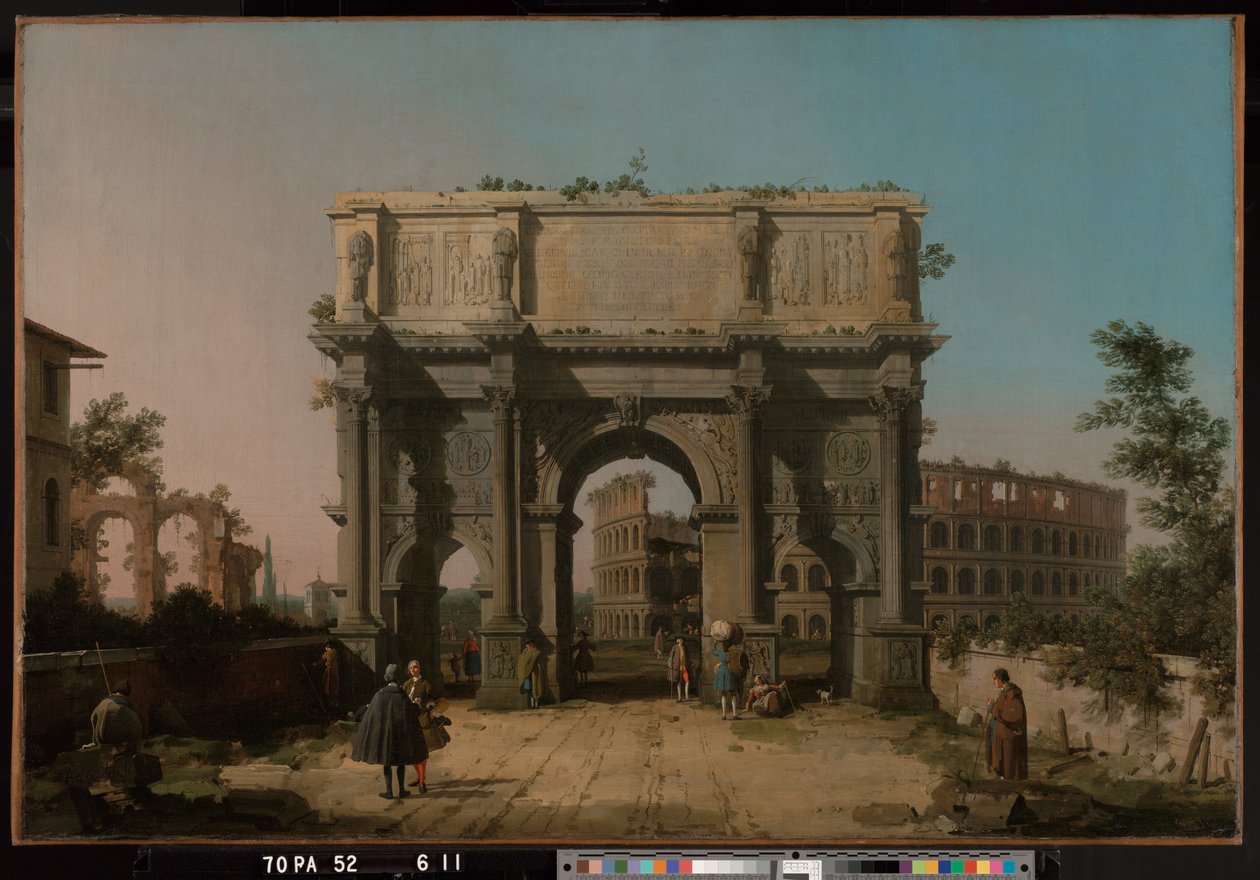Vista do Arco de Constantino com o Coliseu de Canaletto