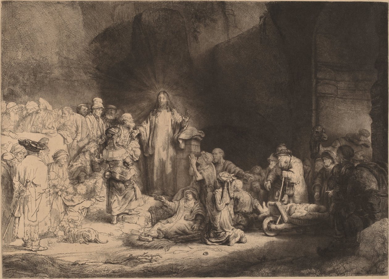 A pregação de Cristo (gravura dos cem florins) de Rembrandt van Rijn