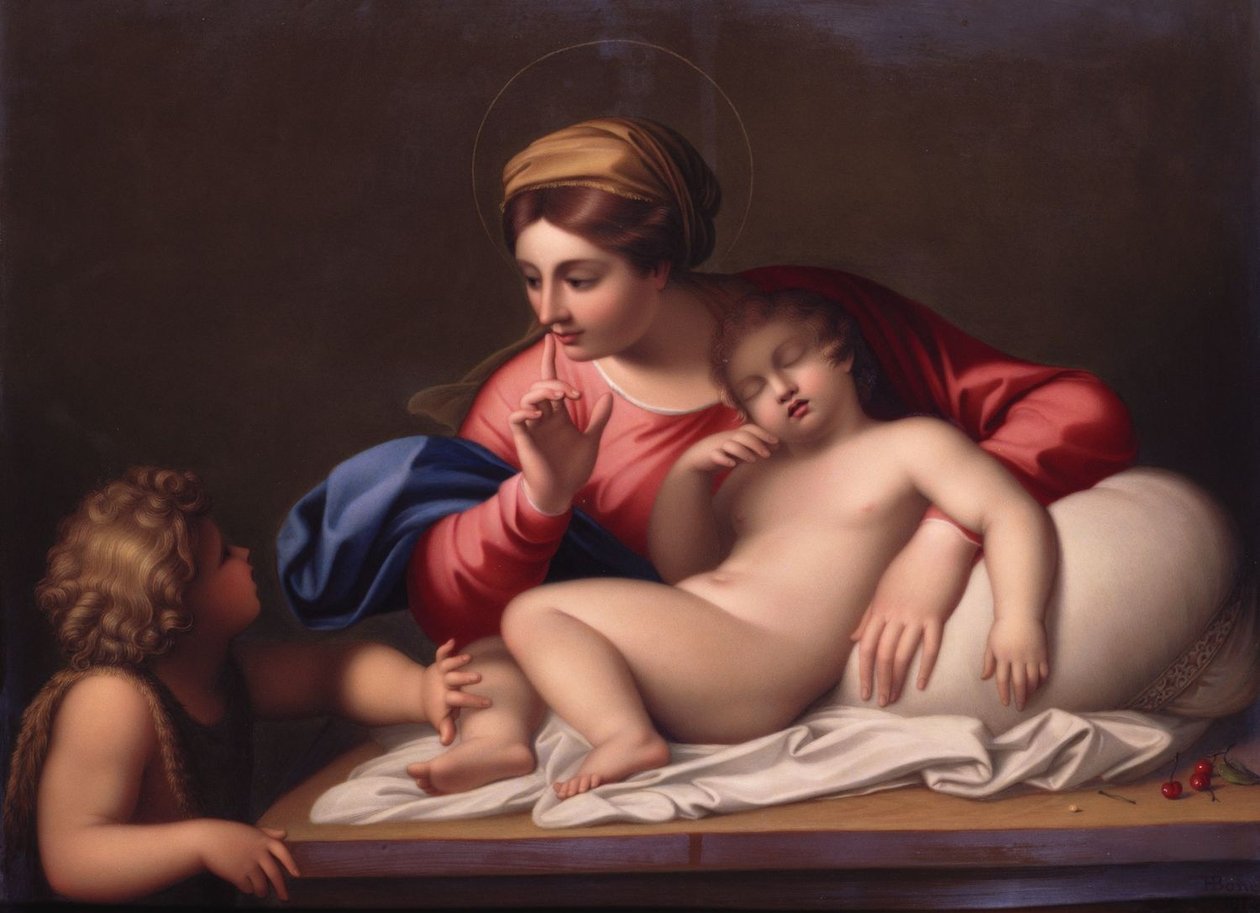 A Madona e a Criança Adormecida com São João Batista de Annibale Carracci