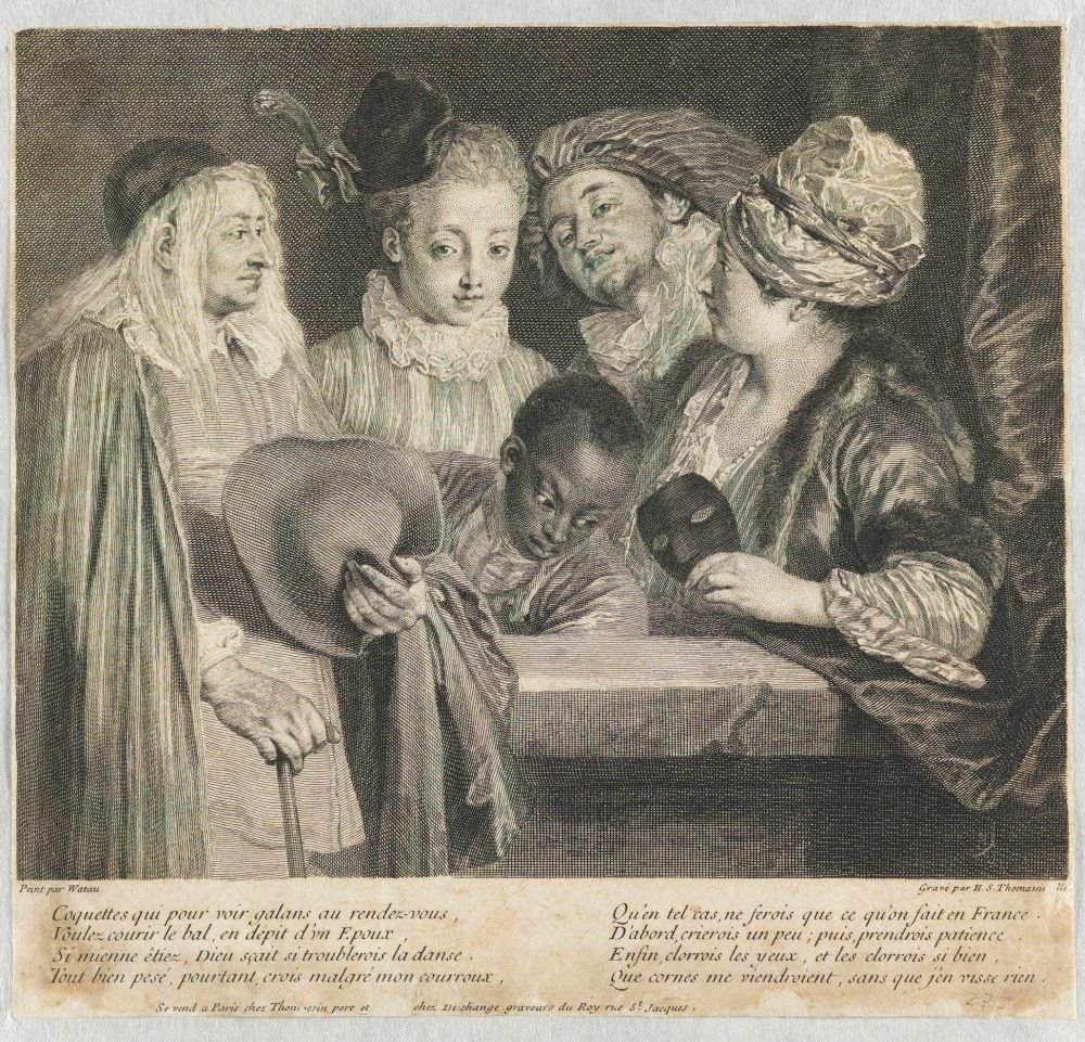 Coquettes que para ver galans no encontro de Jean Antoine Watteau
