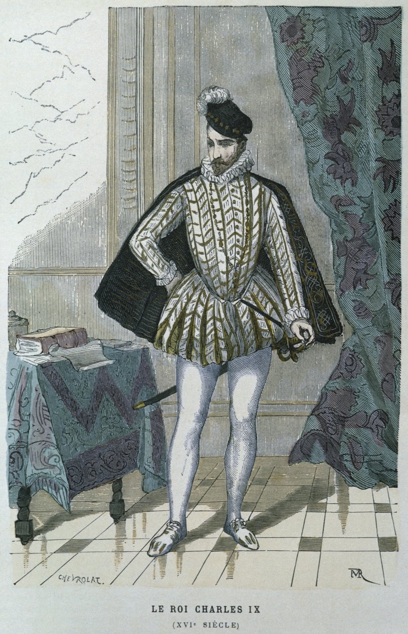 Rei Carlos IX da França (1550-74), c.1565, gravado pela Chevrolat de after Chevignard