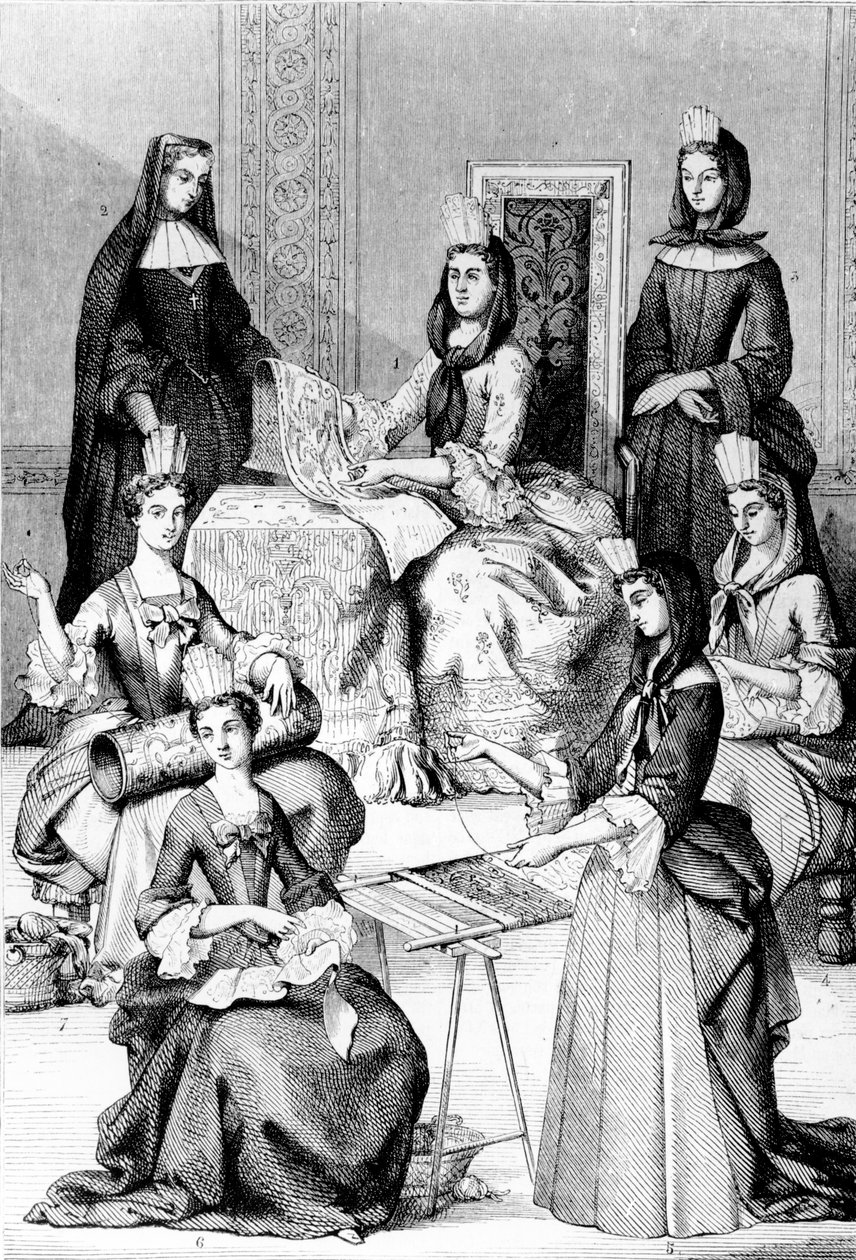 Madame de Saint-Cyr, freira, novata e meninas das quatro classes de after Chevignard