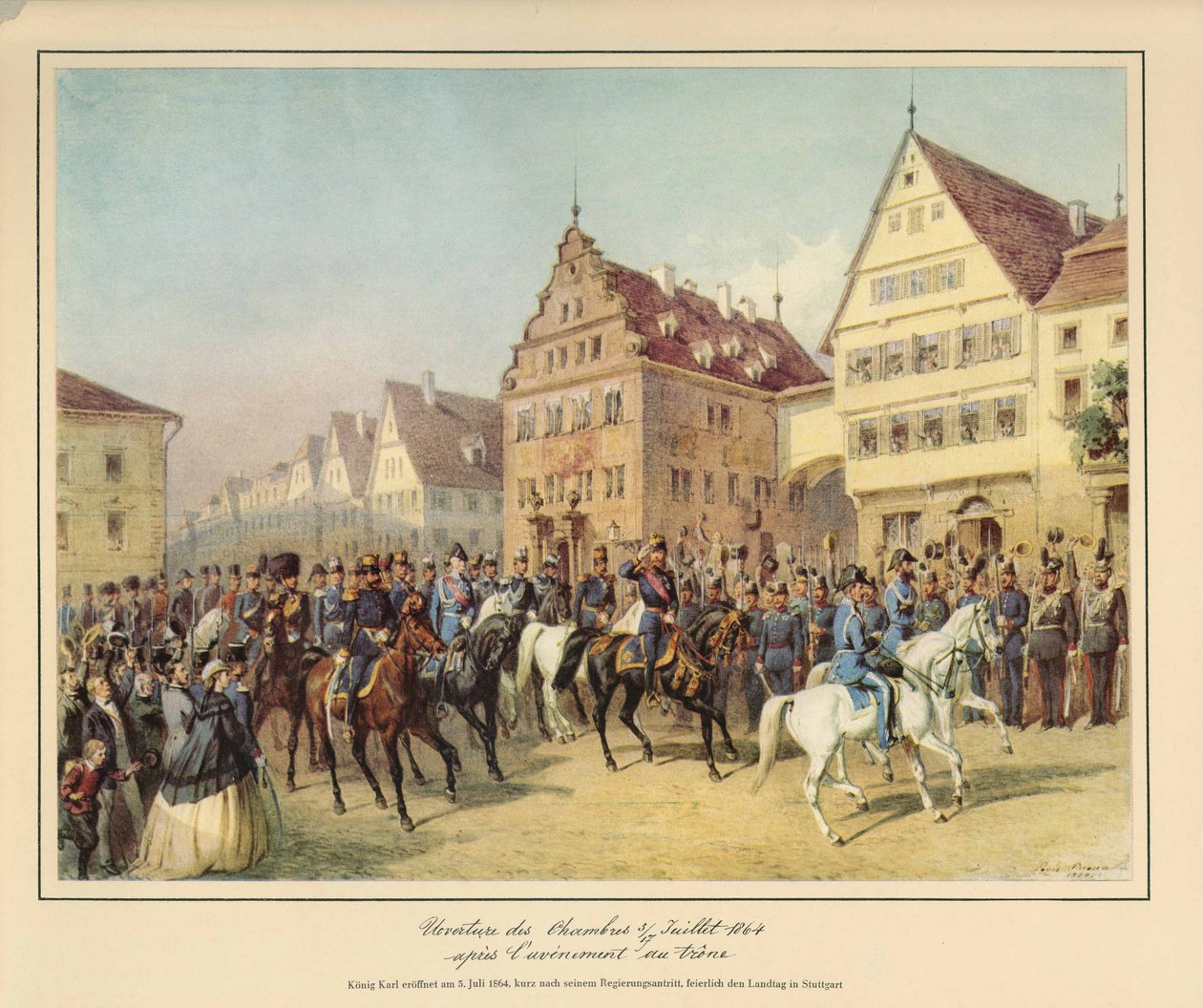 Abertura solene da Dieta pelo rei Carlos de Württemberg - pouco depois de assumir o cargo - em 5 de julho de 1864 de after Louis Braun