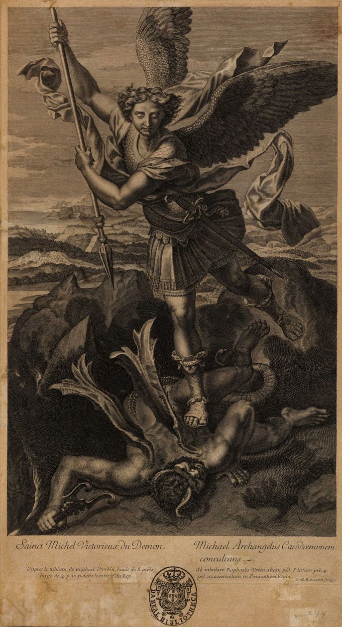 São Miguel derrotando Satanás Michael Sainct Demônio vitorioso de after Raphael