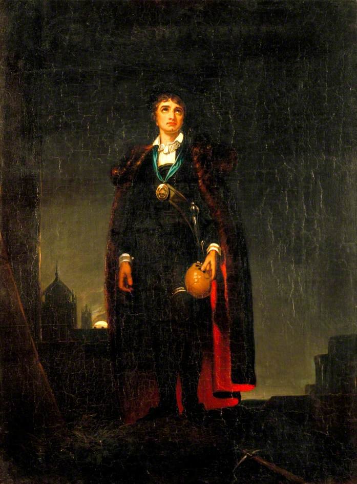 John Philip Kemble como Hamlet em Hamlet por William Shakespeare de after Thomas Lawrence