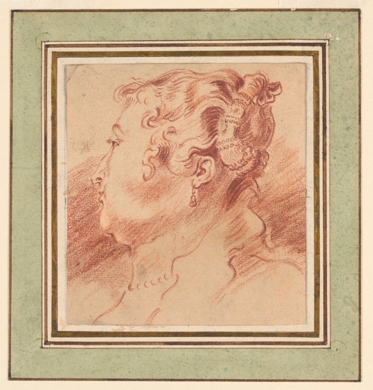 Estudo da cabeça da mulher de after Antoine Watteau