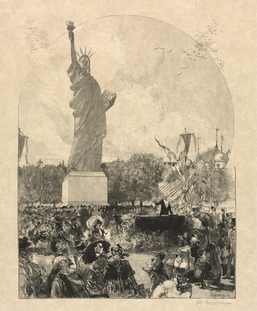 A liberdade iluminando o mundo, oferecida à cidade de Paris pelos americanos de after Auguste Louis Lepère