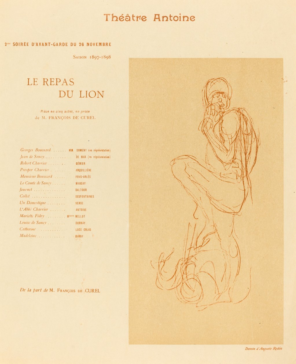 A refeição do leão de after Auguste Rodin