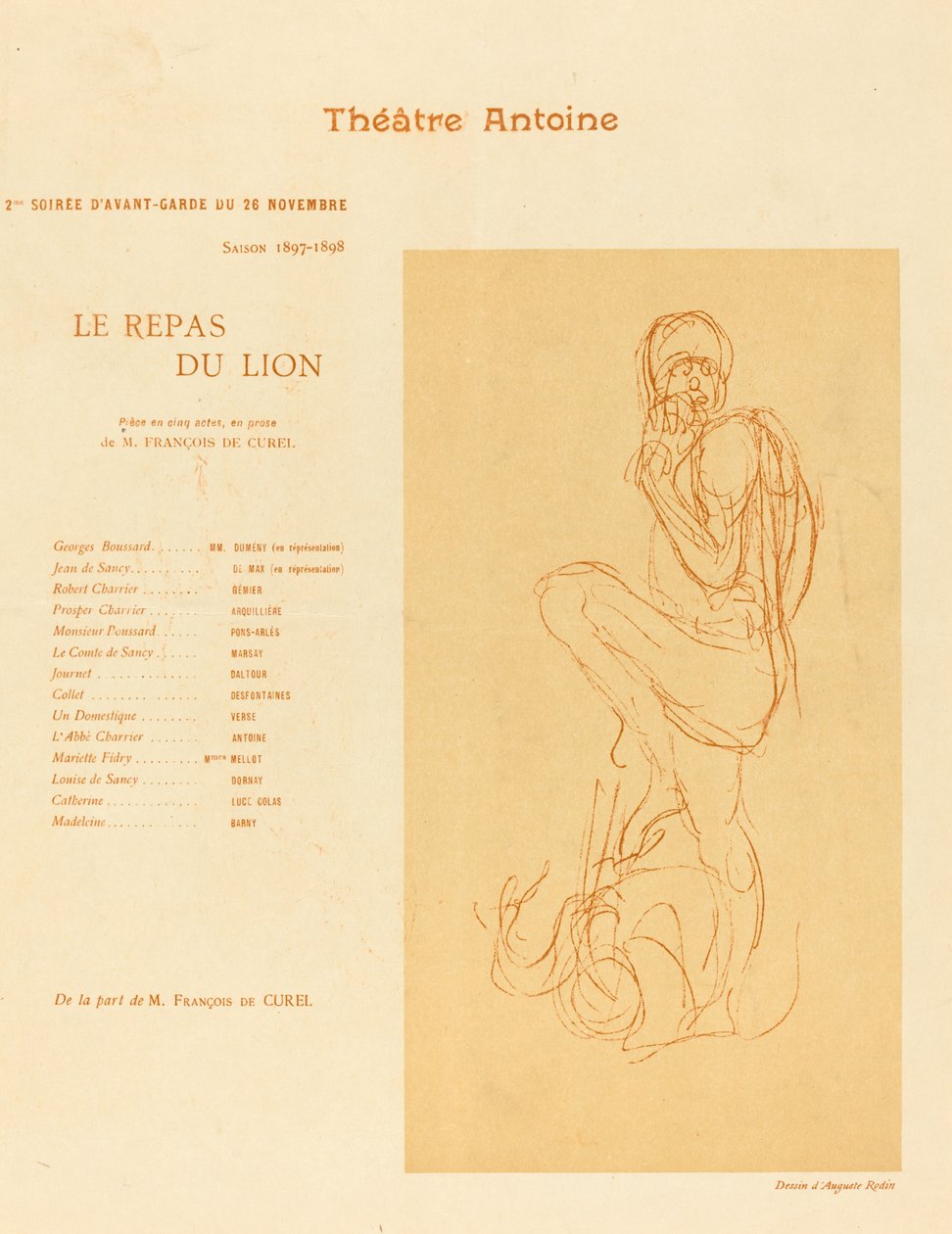 A refeição do leão de after Auguste Rodin