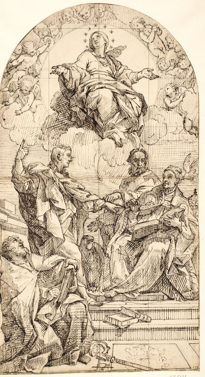 A Imaculada Conceição com São João Evangelista, Gregório Magno, João Crisóstomo e Agostinho de after Carlo Maratti