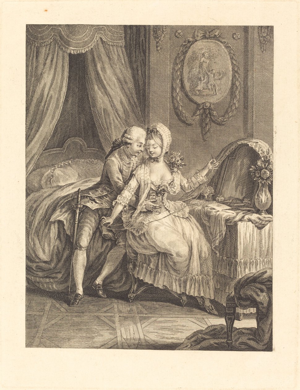 Dame a sa toilette de after Charles Eisen