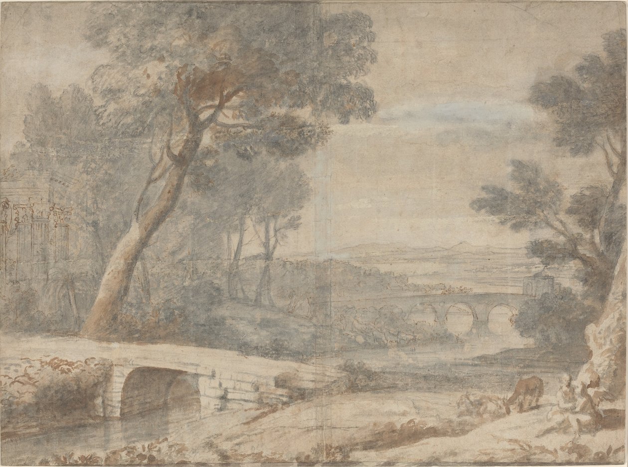 O descanso na fuga para o Egito de after Claude Lorrain