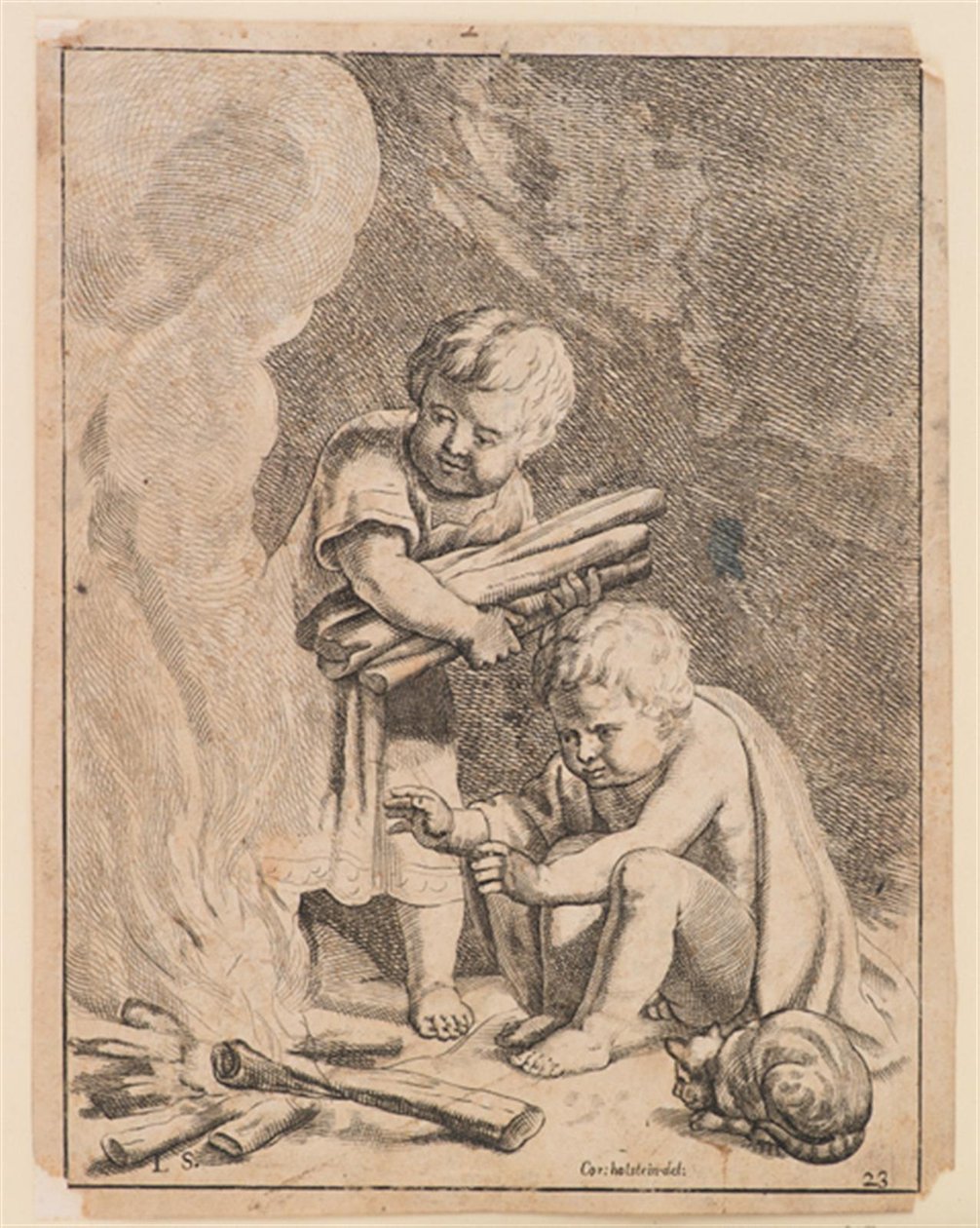 Para crianças fazendo fogo de after Cornelis Holsteyn