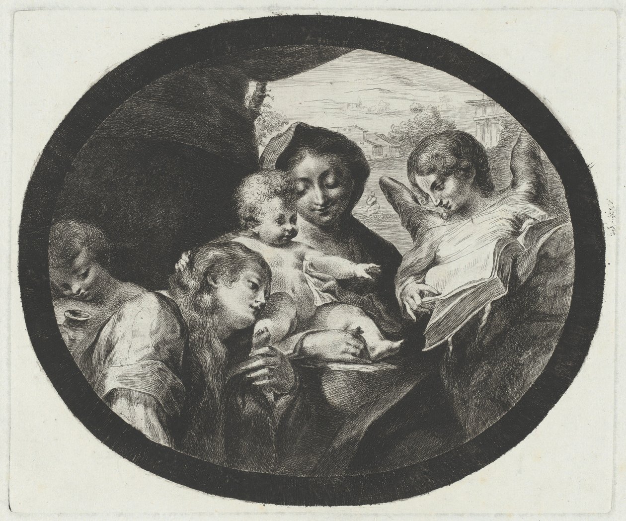 A Virgem e o Menino com Anjos de after Correggio Vivant Denon