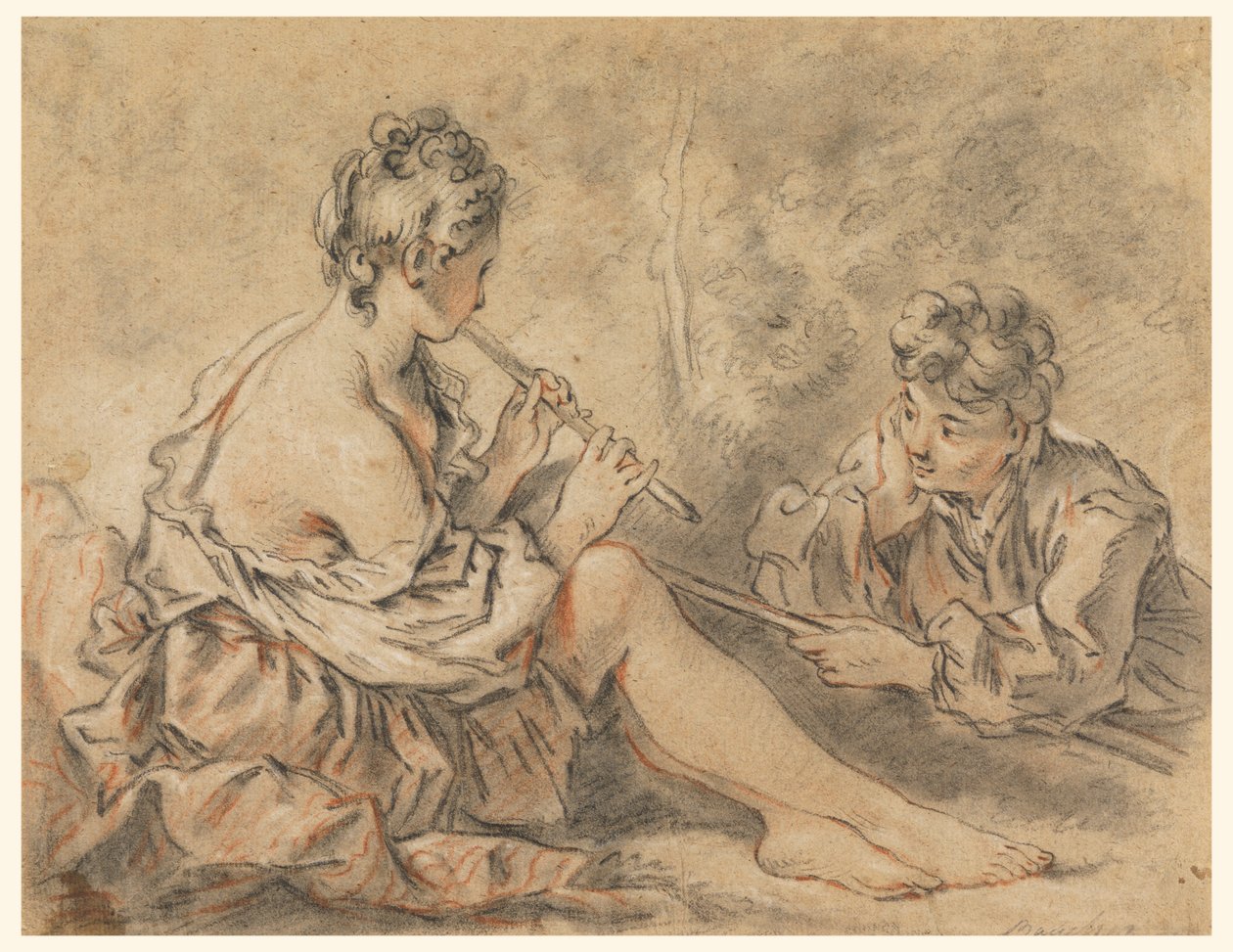 Pastora cantando para um pastor de after Francois Boucher