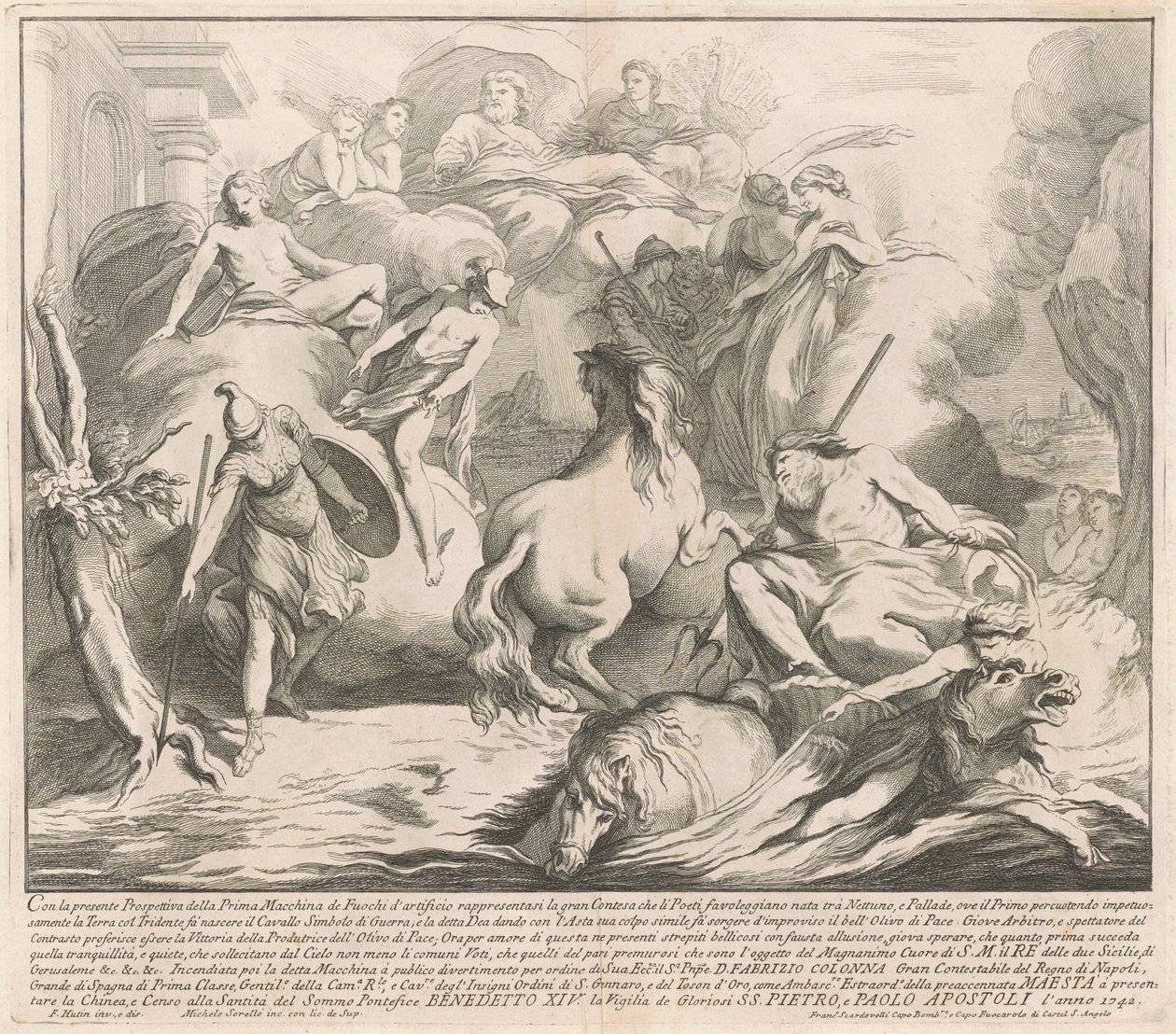 A Prima Macchina para a Chinea de 1742: O Concurso de Netuno e Minerva de after François Hutin Miguel de Sorellò