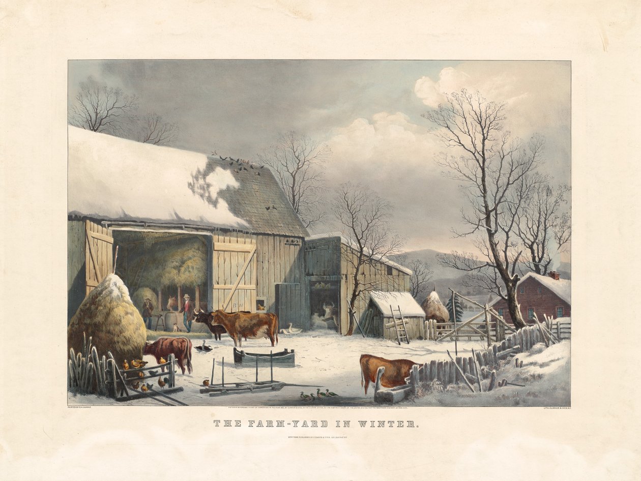 O pátio da fazenda no inverno de after George Henry Durrie