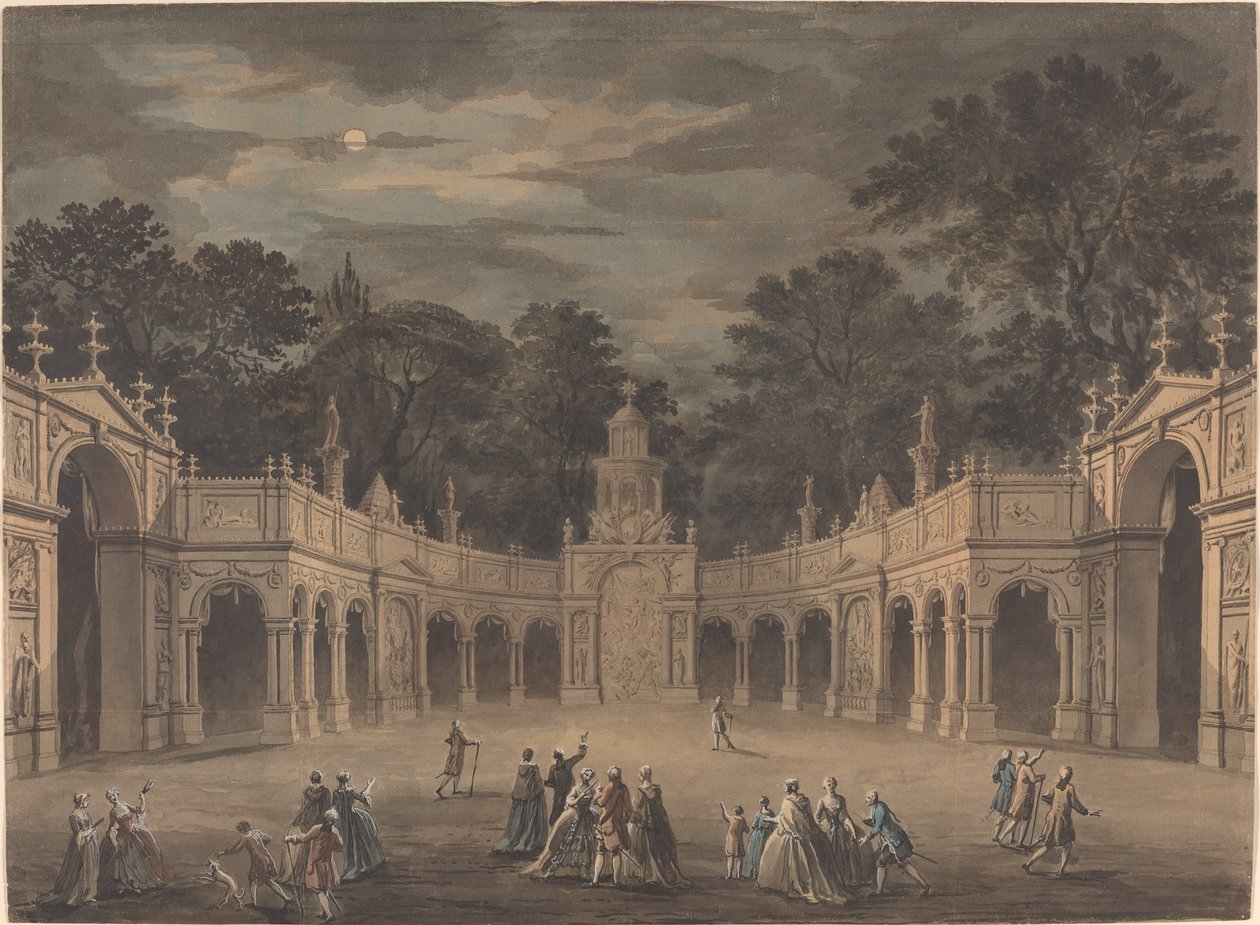 Um projeto para iluminações para comemorar o aniversário do rei George III de after Giovanni Battista Cipriani Robert Adam
