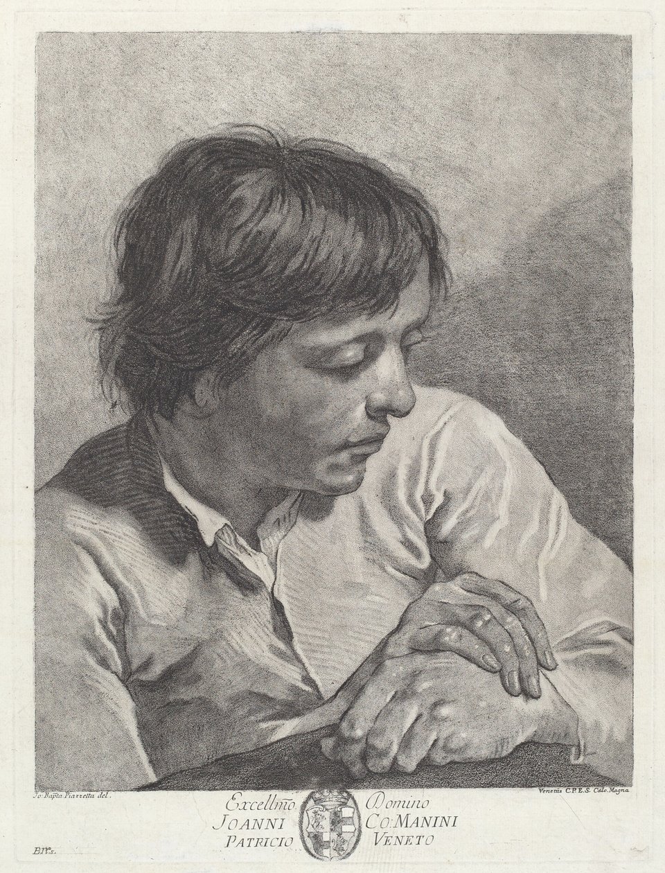 Um jovem com as mãos cruzadas de after Giovanni Battista Piazzetta Pietro Scattaglia and Innocente Alessandri