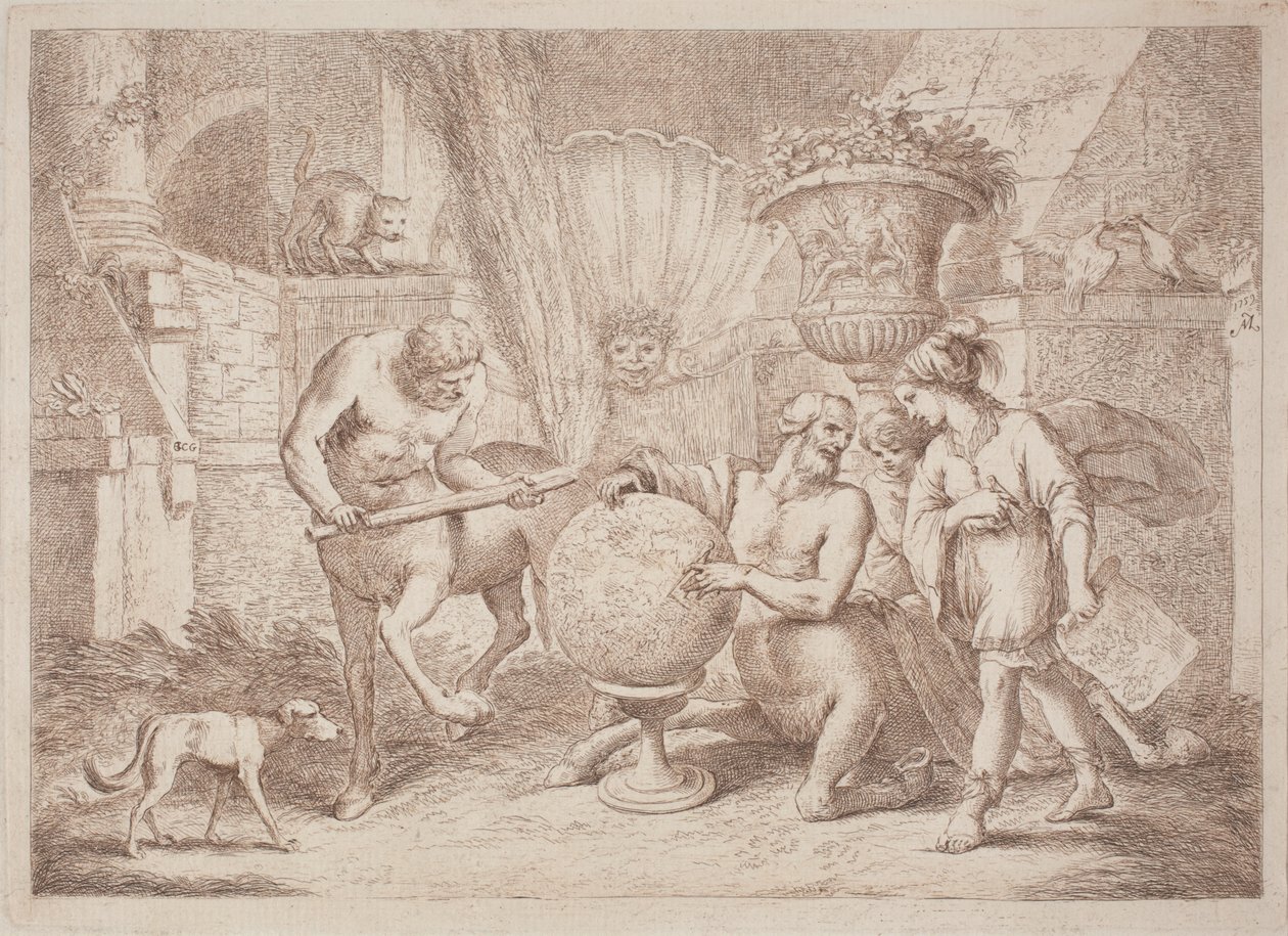 Quíron ensina geografia a Aquiles de after Giovanni Benedetto Castiglione Gaetano Zompini