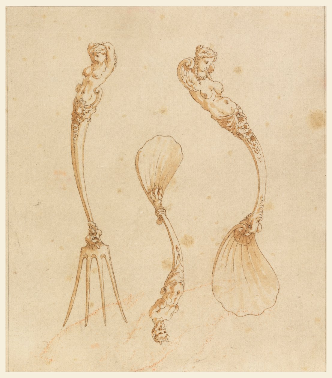 Design para um garfo e duas colheres de after Giulio Romano