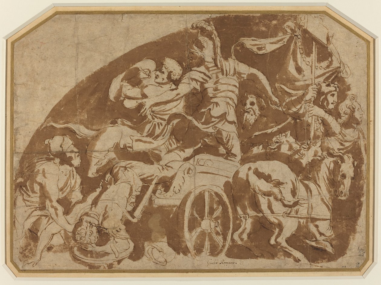 Vôo de Meriones, com Coeranos Mortos sendo arrastados da Carruagem de after Giulio Romano