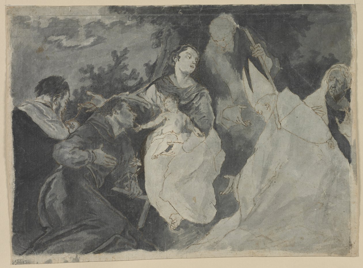 Madonna e criança com santos de after Giuseppe Bazzani