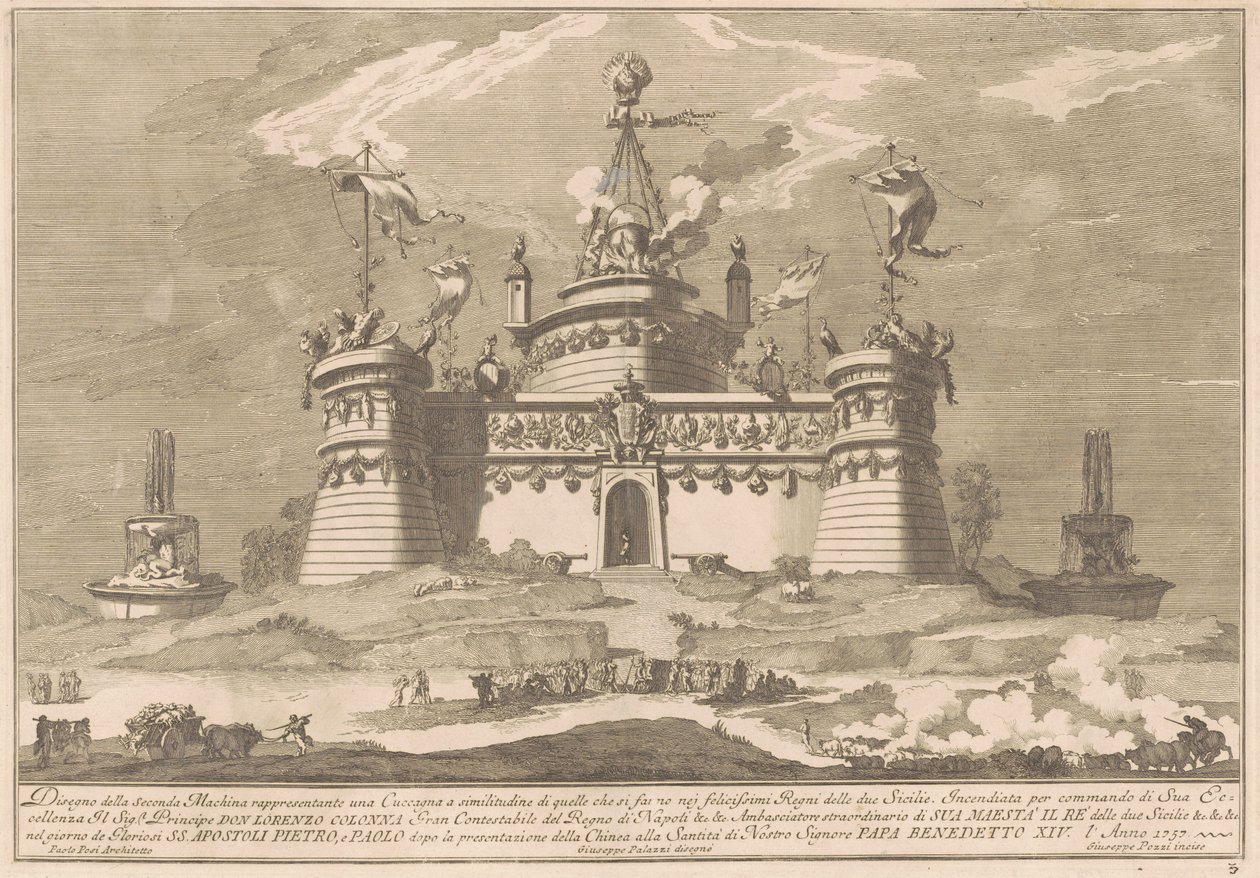 A Seconda Macchina para a Chinea de 1757: A Fortaleza de Cocanha de after Giuseppe Palazzi Giuseppe Pozzi after Paolo Posi
