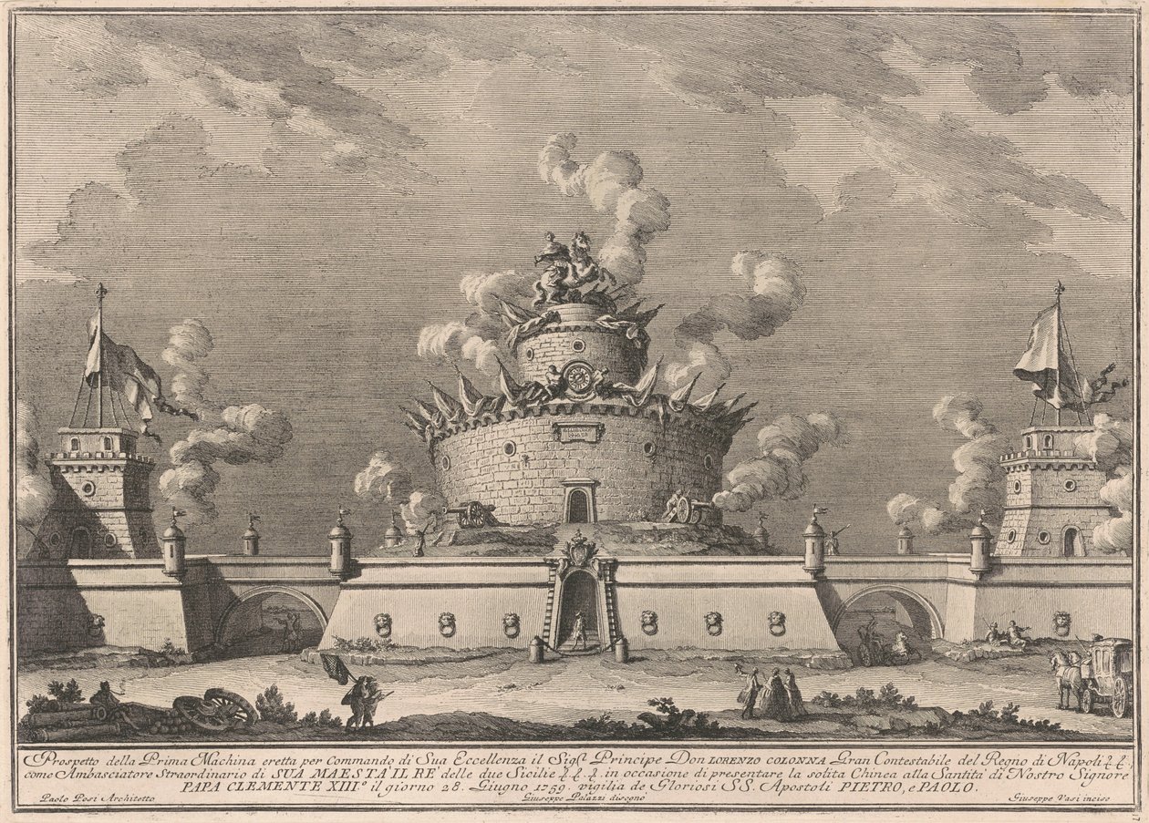 A Prima Macchina para a Chinea de 1759: Uma Fortaleza de after Giuseppe Palazzi Giuseppe Vasi after Paolo Posi