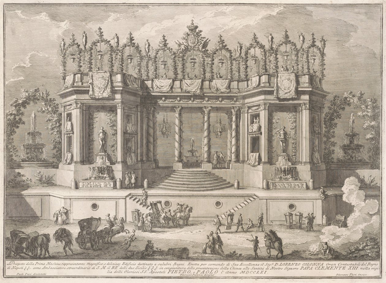 A Prima Macchina para a Chinea de 1761: Os Banhos Salubres de after Giuseppe Palazzi Giuseppe Vasi after Paolo Posi