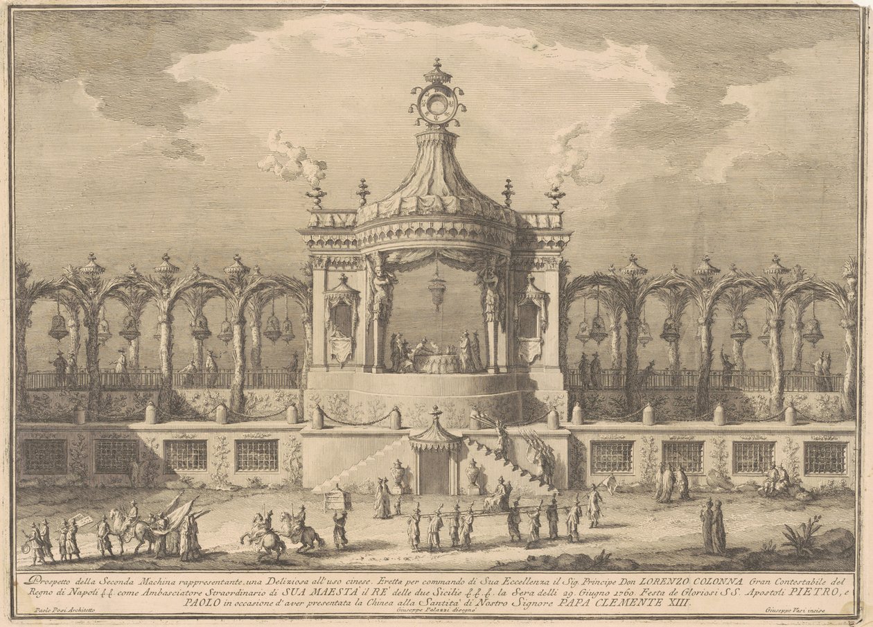 A Seconda Macchina para a Chinea de 1760: Um Pavilhão Chinoiserie de after Giuseppe Palazzi Giuseppe Vasi after Paolo Posi