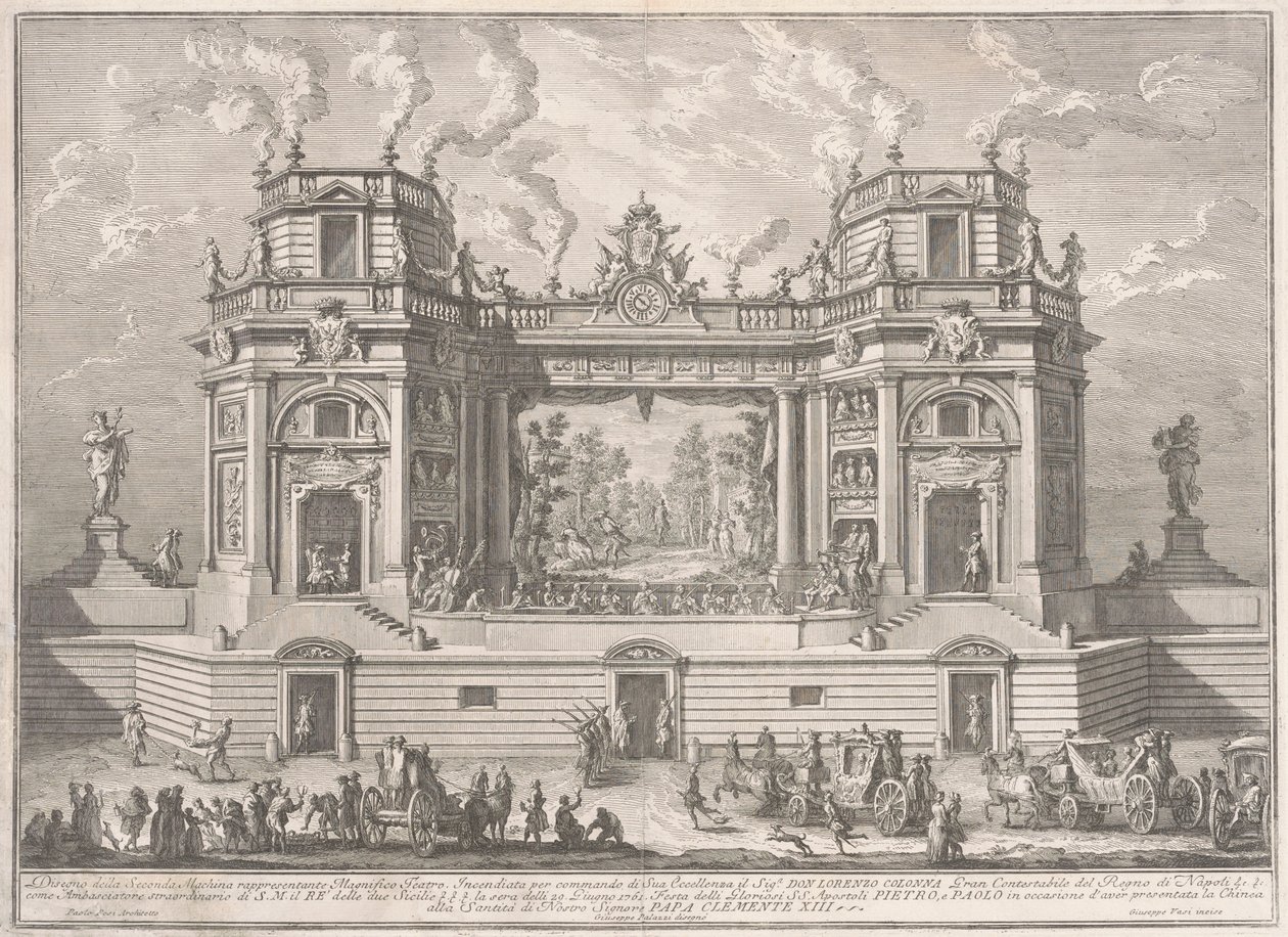 A Seconda Macchina para a China de 1761: um teatro magnífico de after Giuseppe Palazzi Giuseppe Vasi after Paolo Posi