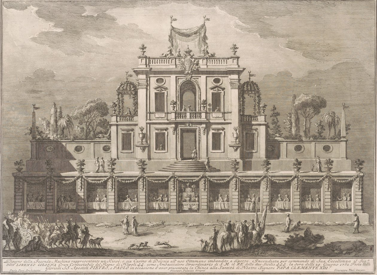 A Seconda Macchina para a Chinea de 1762: um quiosque ou casa de prazer em estilo otomano de after Giuseppe Palazzi Giuseppe Vasi after Paolo Posi
