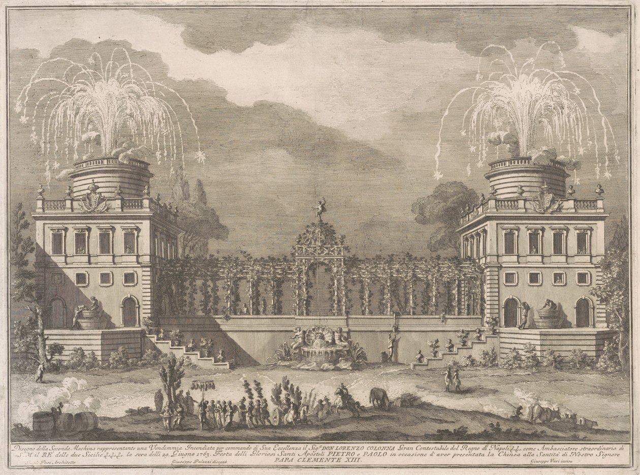 A Seconda Macchina para a Chinea de 1763: A Colheita da Uva de after Giuseppe Palazzi Giuseppe Vasi after Paolo Posi