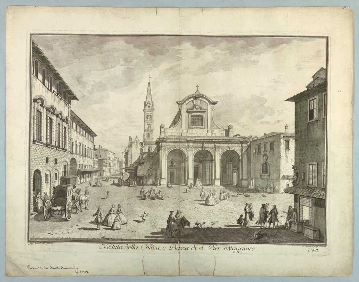 Vista de Florença, Placa de "Escolha da XXIV Vistas dos principais bairros, praças, igrejas e palácios da cidade de Florença" de after Giuseppe Zocchi